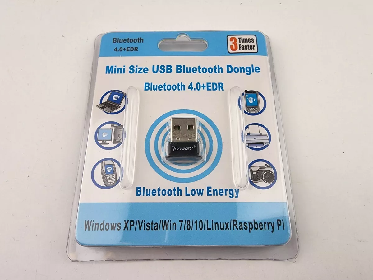 TECHKEY USB Bluetooth Dongle 4.0 EDR- Laptop, Headphones, Printer.