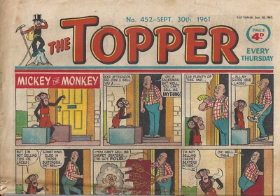 THE TOPPER COMIC + COA No 452 -30 September 1961 VINTAGE & ORIGINAL PERFECT GIFT