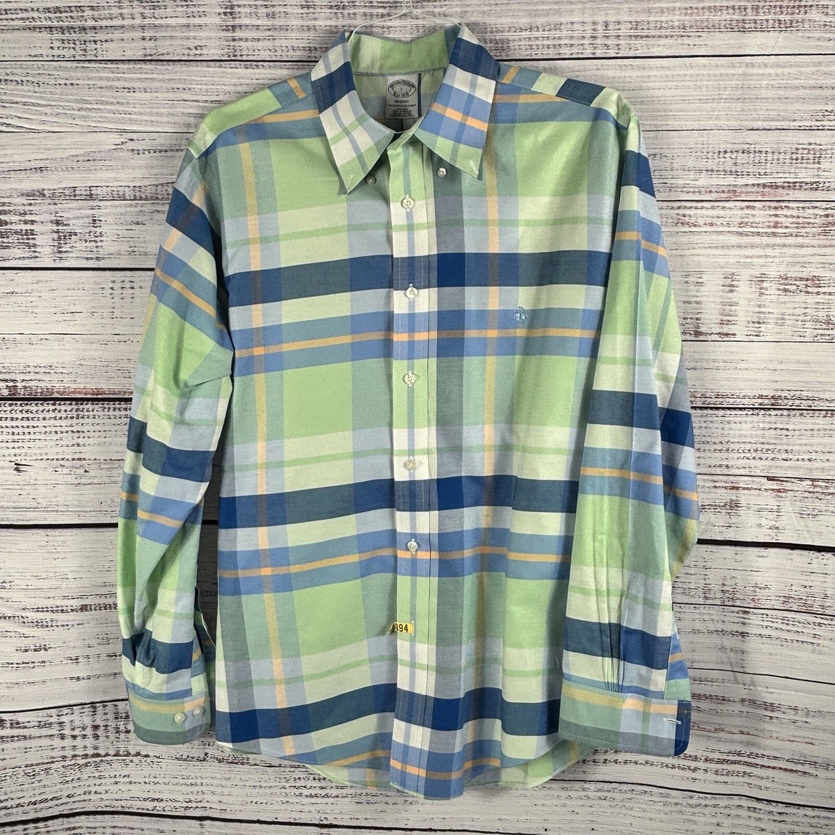 Brooks Brothers Regent Button Down Shirt L Blue Pink Plaid