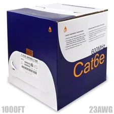 1000FT Cat6 Ethernet Network UTP Cable CMR 23AWG Solid Copper Bulk Wire White