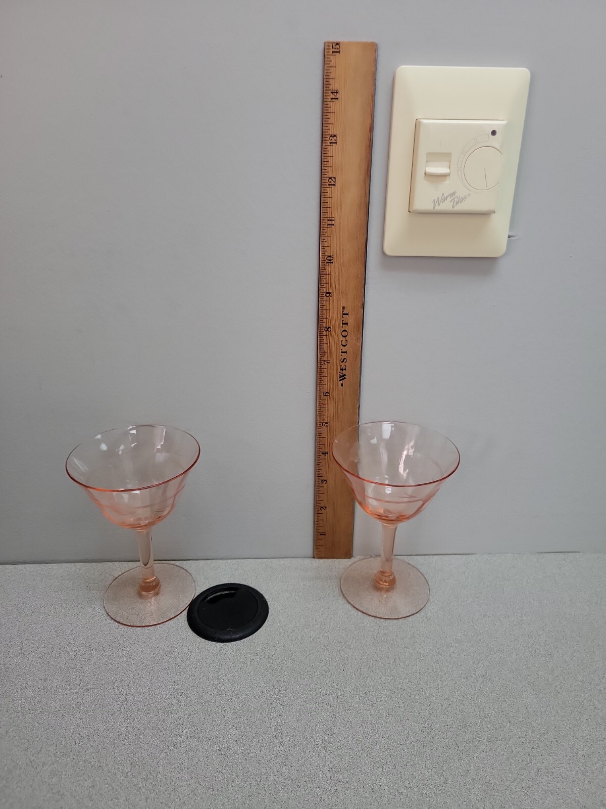2 Vintage Pink Depression Glass Etched Wine Glasses eBay