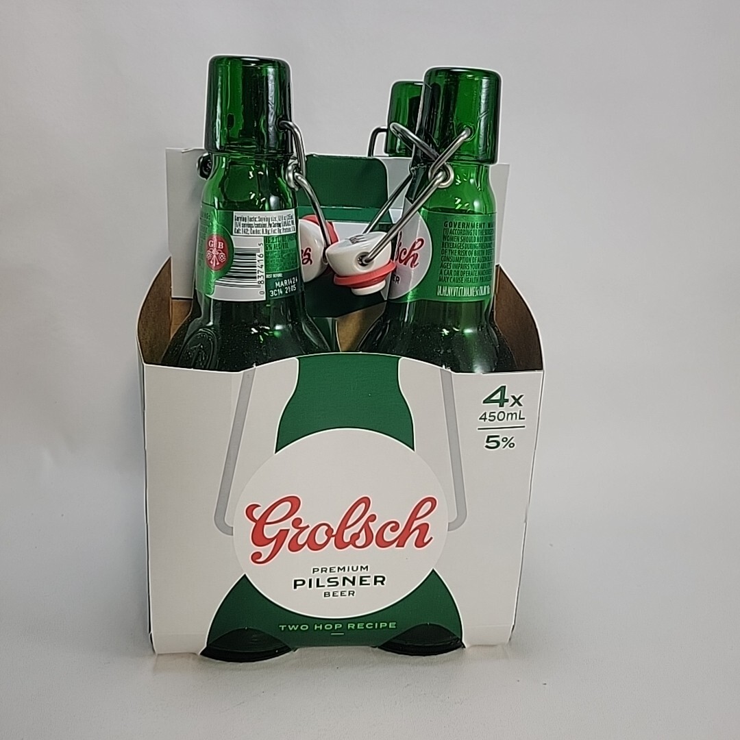 4 Pack Grolsch Green Glass Upcycled Beer Bottle Stemware  450ml  