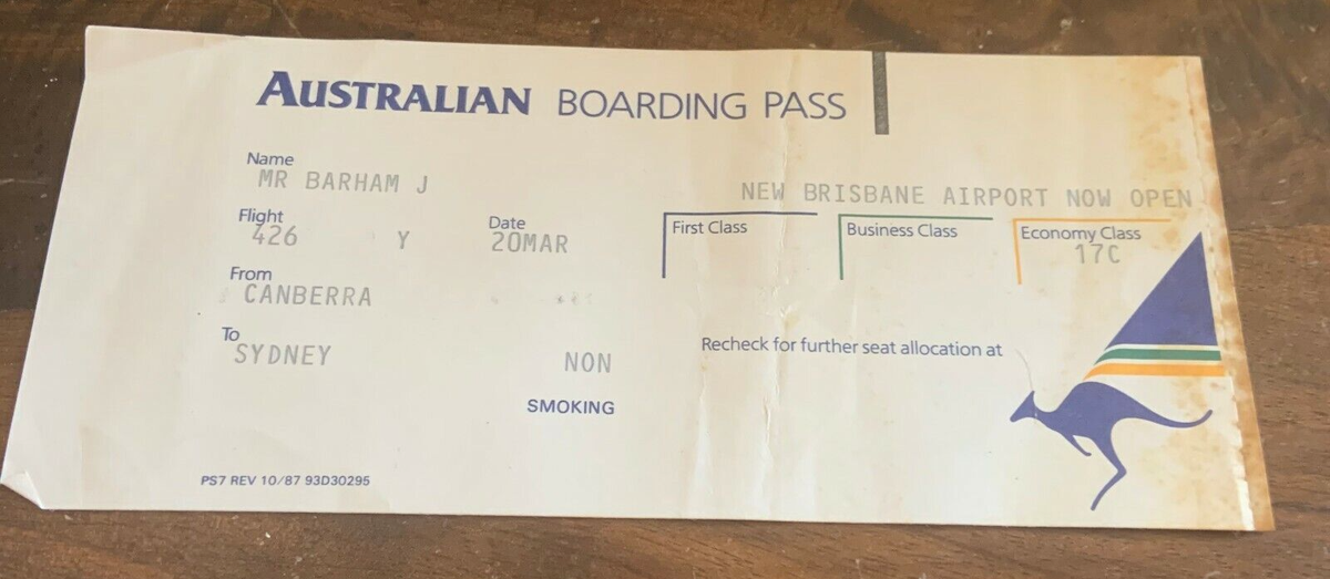 Australian Plane Ticket Submission To The Department Of