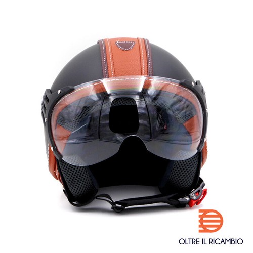 DF luxury nero/marrone Casco Uomo Donna Caschi Moto Scooter Omologato  visiera | eBay