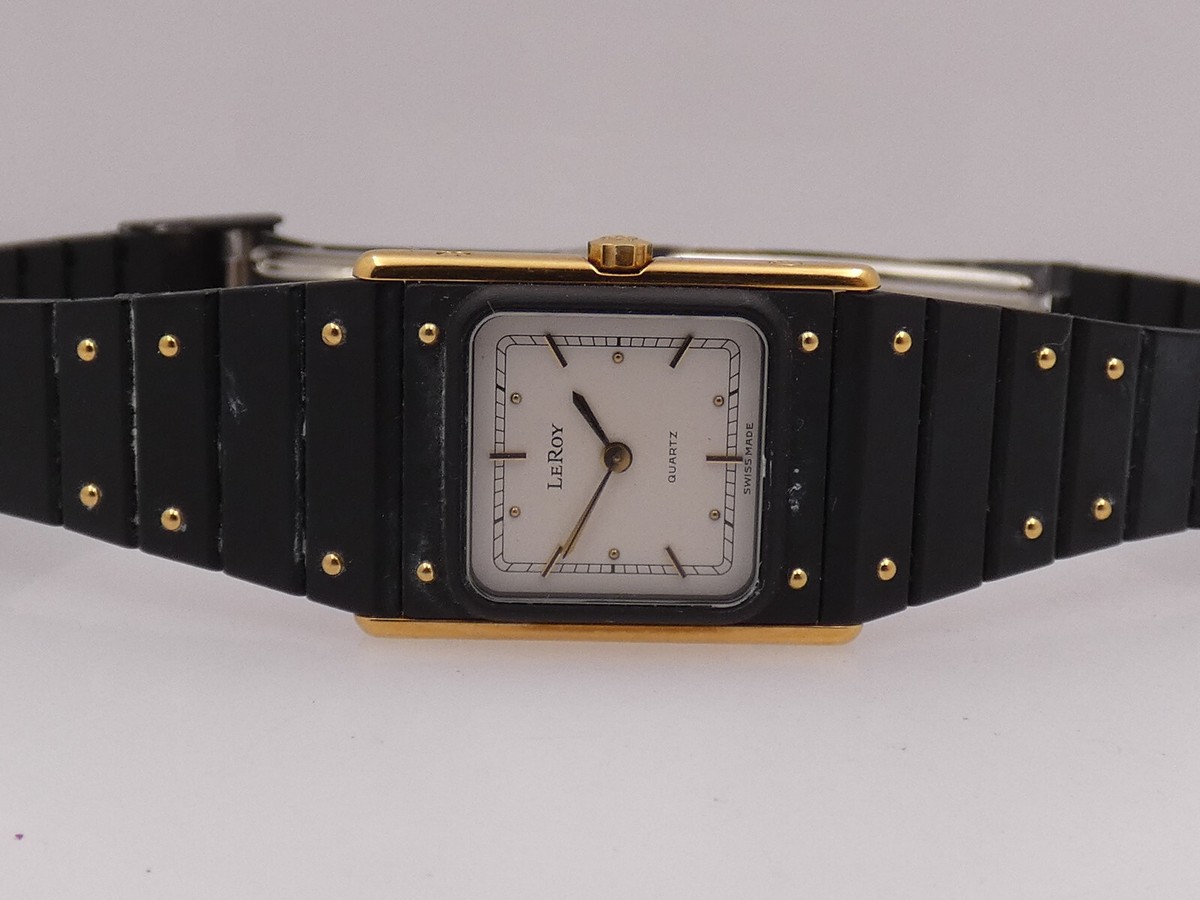 LEROY BY BAUME & MERCIER TANK LADY 18KT G.F.& BLACK PVD 80'S WITH