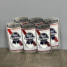 VINTAGE  New NOS PABST BLUE RIBBON BEER 6 PACK METAL SIGN 22x17 Man Cave Bar