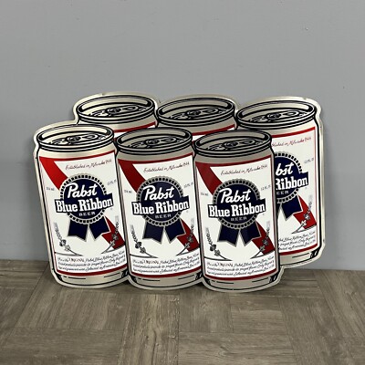 VINTAGE New NOS PABST BLUE RIBBON BEER 6 PACK METAL SIGN