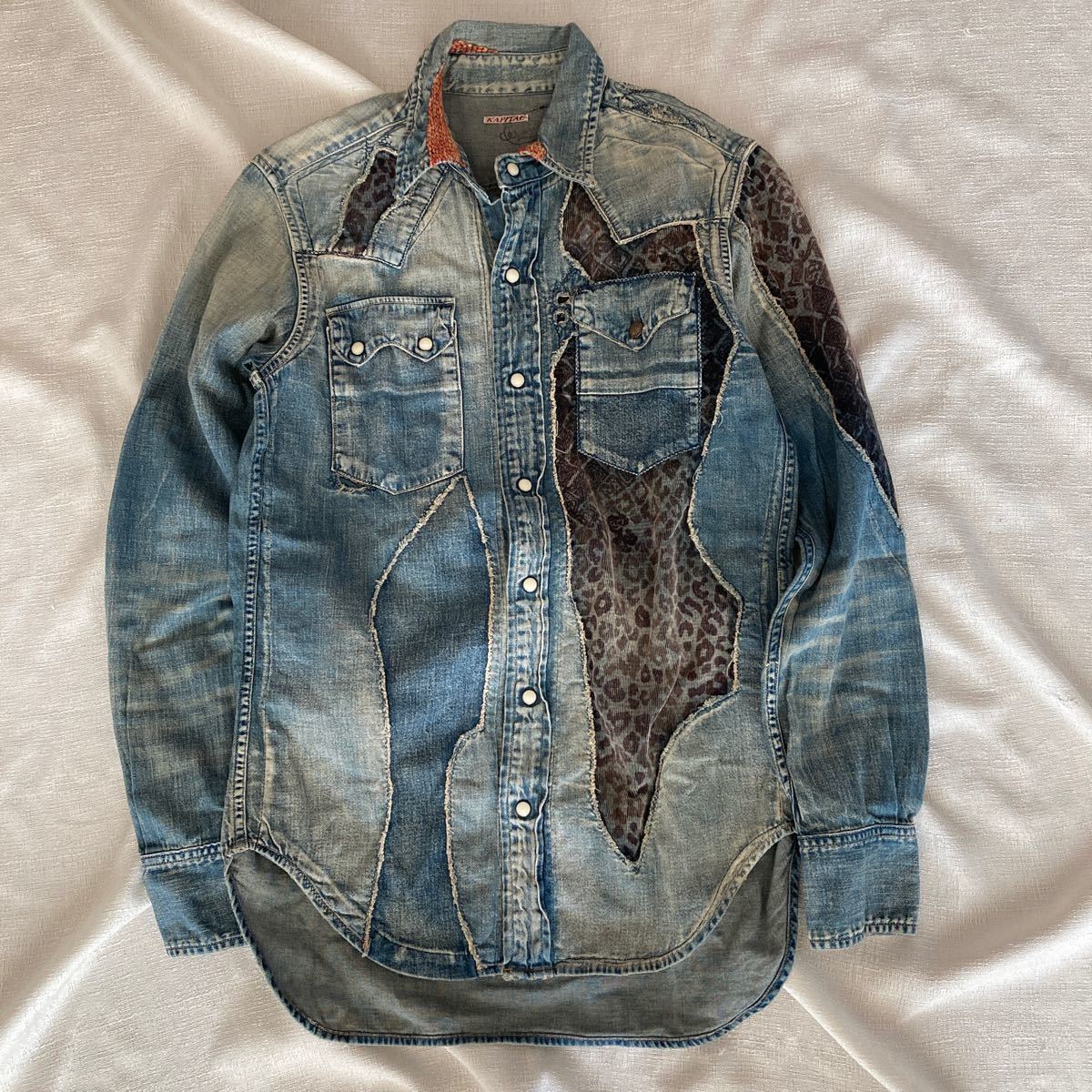 Used Kapital Country Patchwork Vintage Effect Denim Shirt Jacket 