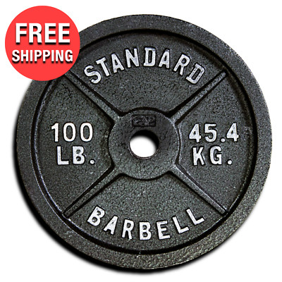 Single 100 lbs. Weight Plate Cast Iron Olympic Weights Weightlifting Gym Fitness