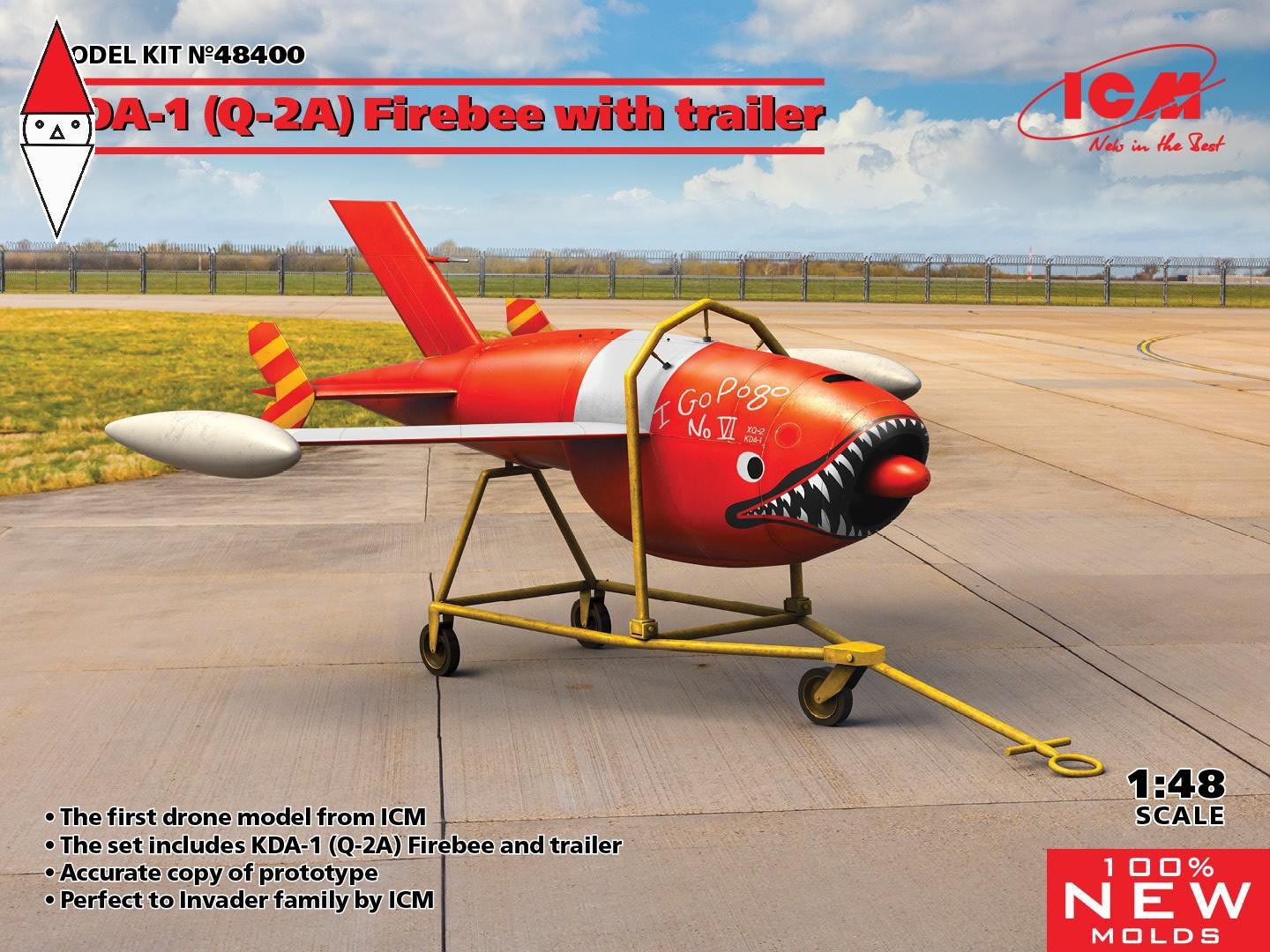 ICM 1/48 KDA-1 (Q-2A) FIREBEE WITH TRAILER (1 AIRPLANE AND TRAILER)