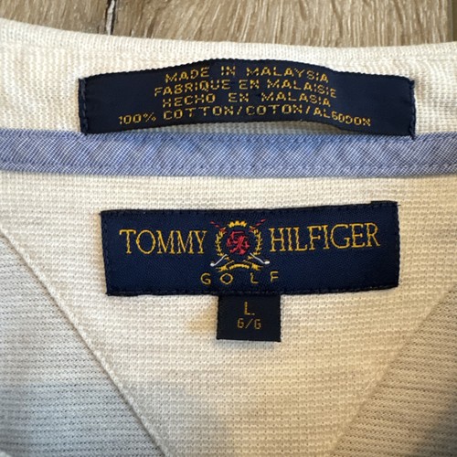 Vintage 90s Tommy Hilfiger Mens White Shirt Golf Polo Shirt Size Lg Street Wear - Picture 6 of 9