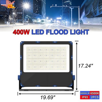 2 Pack 400W Super Bright Led Flood Lights 60000Lms IP65 For Farm Wall Mounting