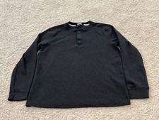 Men's Members Mark Dark Gray Heather Waffle Thermal Henley Size Large