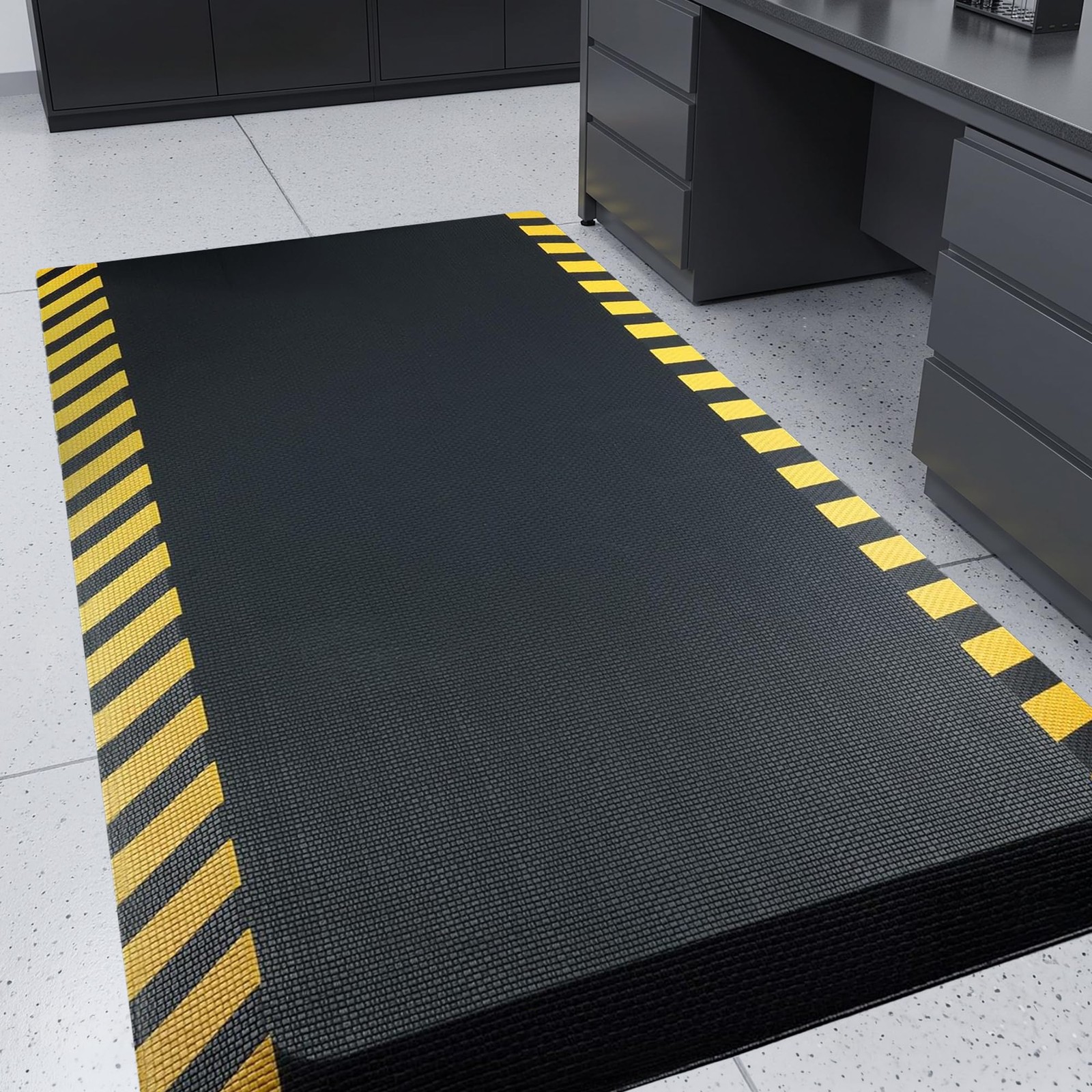 Anti-Fatigue Mat 2' x 3' Yellow Border Memory 2 x 3 Feet,