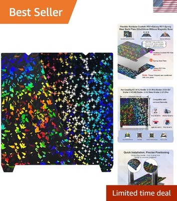 Rainbow Confetti Galaxy Effect Build Plate for 3D Printer Creality Ender 3