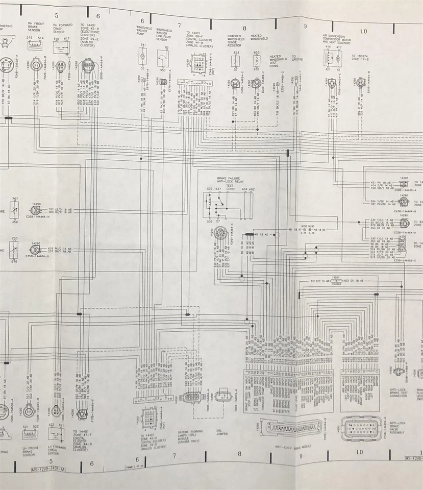 1992 Lincoln Town Car заводской складной проводки схема электрическая схема OEM 92 - Изображение 3 из 3