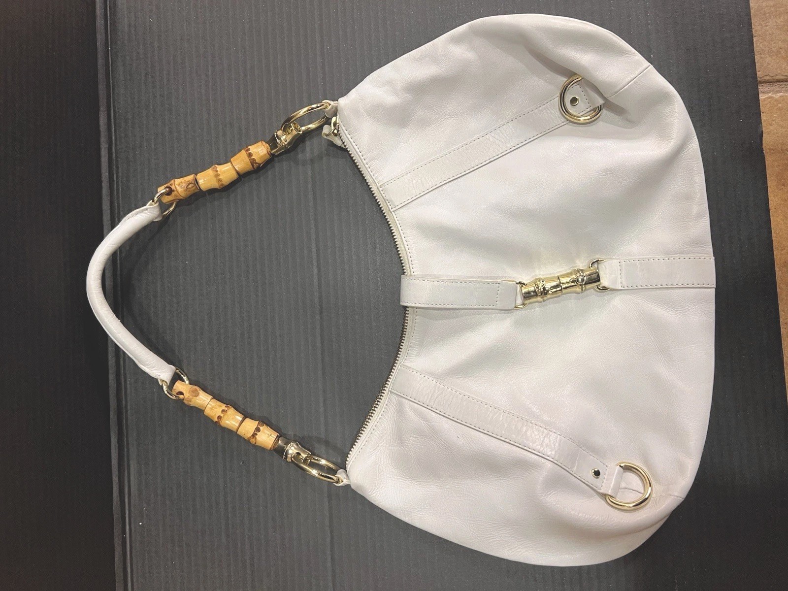 Banana Republic Leather Purse Bamboo Handle Shoulder Bag