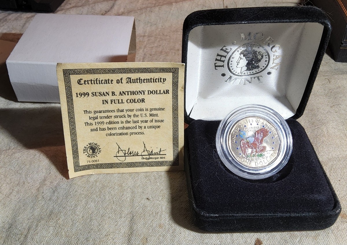 MORGAN MINT 1999 SUSAN B. ANTHONY COLORIZED BACK GOLD-PLATED COIN