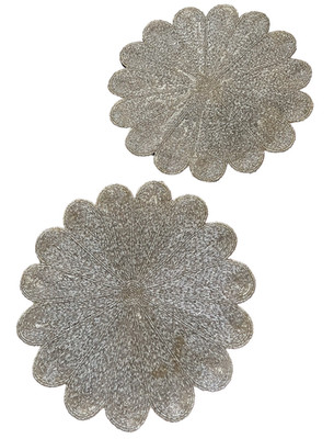 Silver  Glass  Bead  Round Placemats - Set of 2 - Flora Design