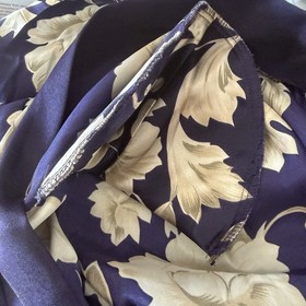Adonna Woman 1X Blue Tan Floral Satin Belted Robe Kimono Loungewear Sexy Classy
