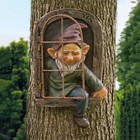 Gnome Statue Tree Face Outside Yard Art Outdoor Statue, 12 Inch Elf Out of The