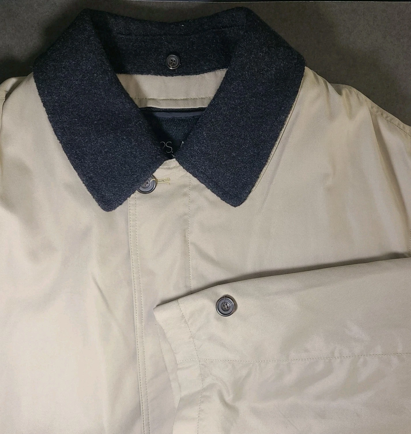 Vintage Jos. A. Bank Men’s Insulated Jacket Sz Large Beige Wool Blend Lined