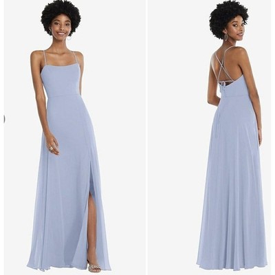 After Six Evening Gown Dress 0 Side Slit Formal Wedding Bridesmaid Event Blue