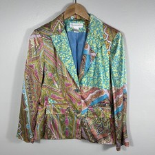 VINTAGE ILYSE HART LTD 100 Silk Paisley Blazer/Jacket Women  s Size 6 EUC