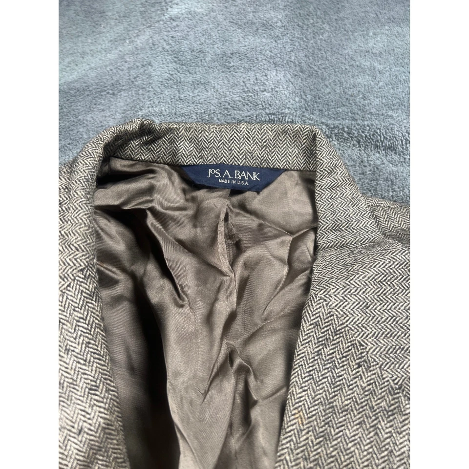 Jos A Bank Men's Wool Blend Herringbone Blazer Sport Coat Jacket Beige Tan XL - Image 2 of 4