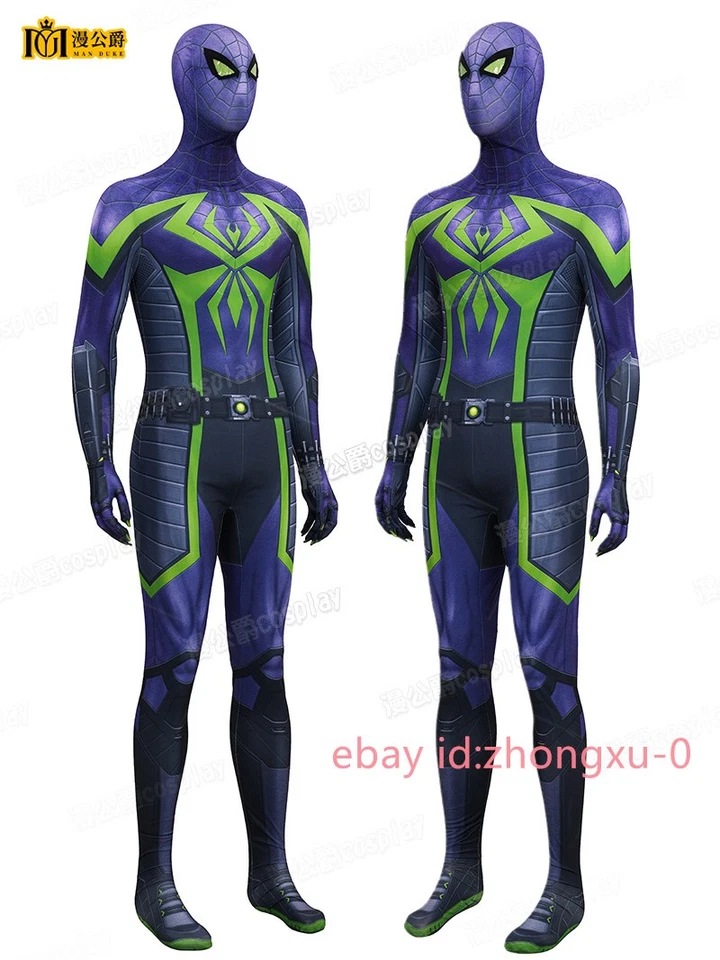 Miles Morales Púrpura Reign Traje Mono Disfraz Disfraz Halloween Conjunto Completo Foto 3 de 4