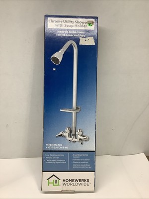 Chrome Utility Shower Kit With Soap Holder By Homewerks Model 3070-250-CH-B-WS