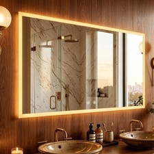 XXL Backlit LED Bathroom Mirror Tempered Glass Vanity Mirror Bright Color Defog