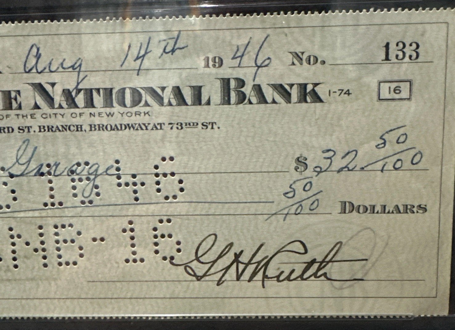 Babe Ruth Signed Check PSA Certified NM-MT 8 Yankees view 4
