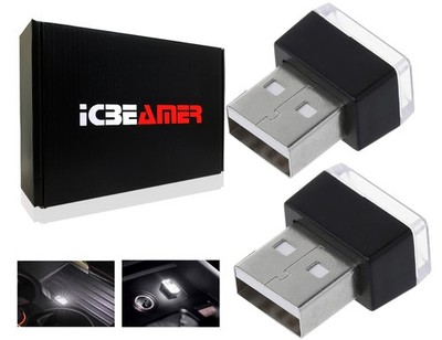 2 pcs USB White Color Interface Miniature Night light LED Car Ambient Atmosphere