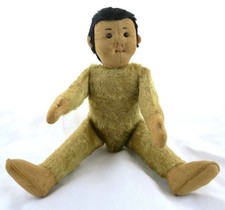 Steiff Inuit Inuk Yuit Doll Ear Button Mohair Jointed Arms Legs Early 1900s 11"