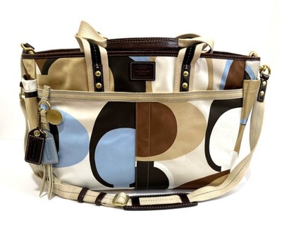 RARE COACH VINTAGE Y2K SIGNATURE SCARF PRINT LG MULTI BABY DIAPER TOTE BAG 10116