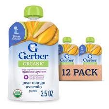 Gerber Organic Baby Food Pouches Pear Mango Avocado 2nd Foods 3.5oz 12-Pack