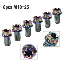 6x Titan Torx-Schrauben M10x25mm Regenbogen f&uuml;r Motorrad