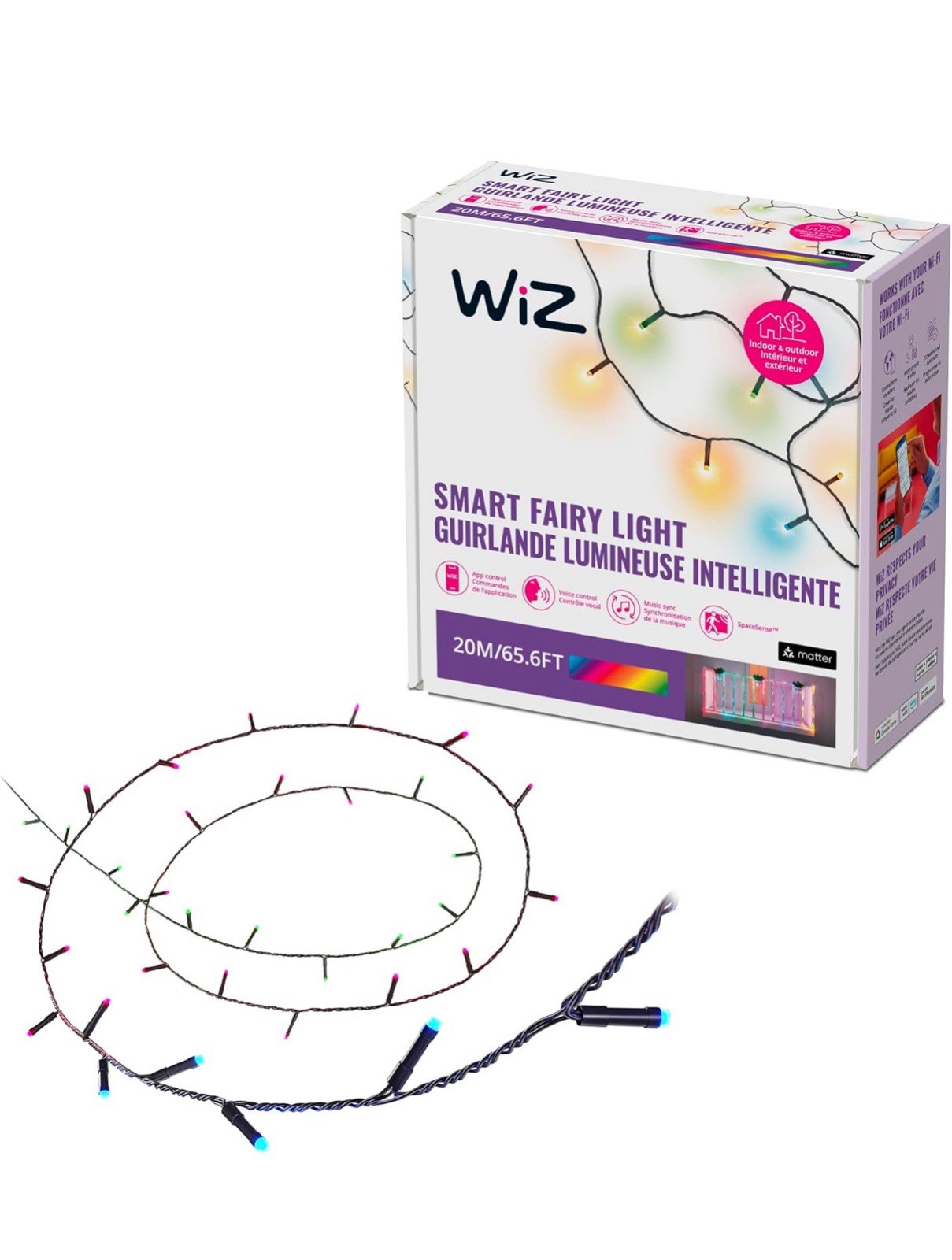 WiZ Smart LED Fairy Lights with Color Changing Dynamic Modes and Music Sync