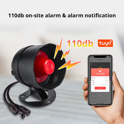 Laut Lautsprecher Alarmanlage 110Db Sirene Tuya WIFI Einbrecher Haus Sicherheit Alarm 
