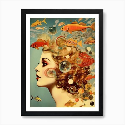 Vintage Eclectic Kitsch 3 Kunstdruck gerahmt Wandbild Poster Leinwanddruck Bild