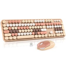 Colorful Wireless Keyboard and Mouse Combo, Full Size 2.4G Plug and Play PC Set