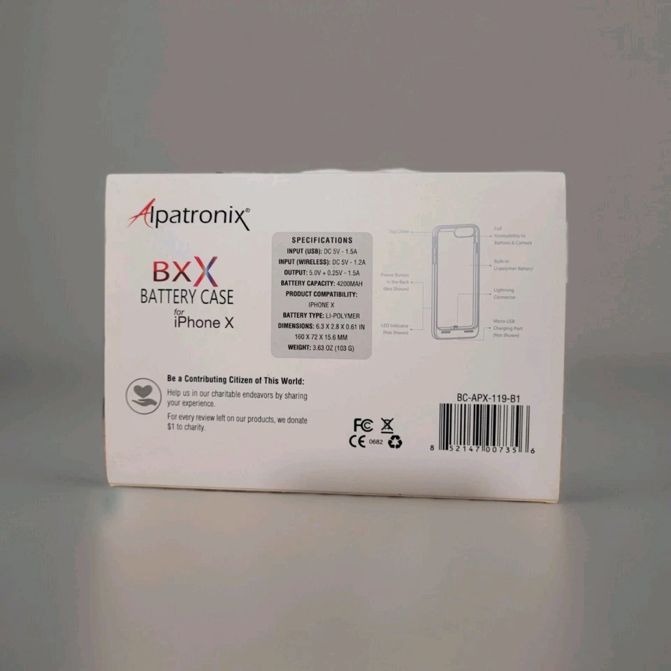 Alpatronix BXX Battery Case Extended Battery Life & Protection For iPhone X Blac - Image 2 of 4