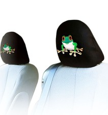 Cute Frog Embroidery Car Seat Headrest Covers Pair Universal Fit Pair Cute Frog Embroidery Car Seat Headrest Covers Pair Universal Fit Pair