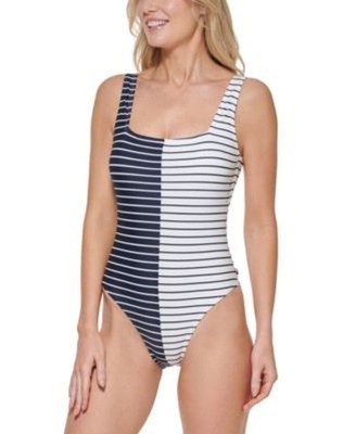 Tommy Hilfiger NWT SAIL AWAY STRIPE 1-piece SOFT WHITE One-Piece Swimsuit Size 6