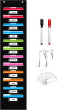 12 Pocket Hanging Wall File Organizer with Name Tag Pockets Black
