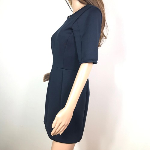 Whistles Ladies Sheath Dress Mini Navy Size 10 Crew Neck 3/4 Sleeve Stretch Work - Picture 2 of 7