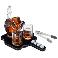 Middle Finger Whiskey Decanter Set With Whiskey Stones - Wine Container & Gla...