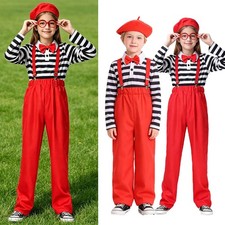 Kids Boys Girls Set Show Outfit Daily Wear Costume T-shirt Stage Pants Striped