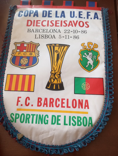 Sporting Portugal FC Barcelona Pennant Football Futbol Banderin - Imagen 1 de 1